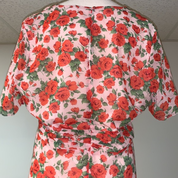 Hope & Ivy Liberty Fabric Tiered Frill Midi Dress Poppy Print in Red 16 - Picture 6 of 13